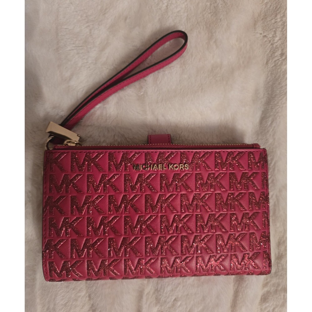 NWOT Michael Kors Women's Red Logo Zip Wristlet Wallet, Credit Card